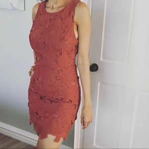 BRAND NEW beautiful orange floral appliqué dress